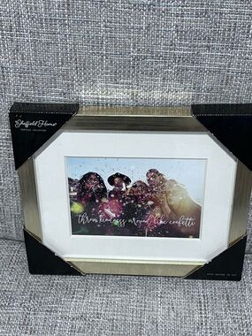 Sheffield Home Gold and White Wood Picture Frame with Mat